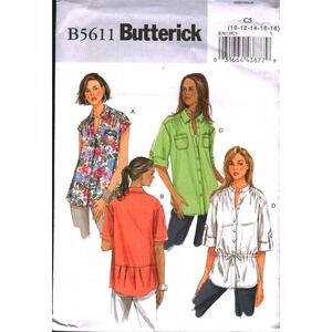 Butterick B5611 Misses Shirt Sewing Pattern Sizes 10-18 Button Down Tunic Top